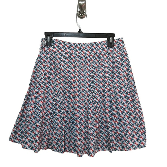 Maeve By Anthropologie Pleated Mini Skirt Colorful White Blue Women’s Sz 4 - Picture 1 of 8